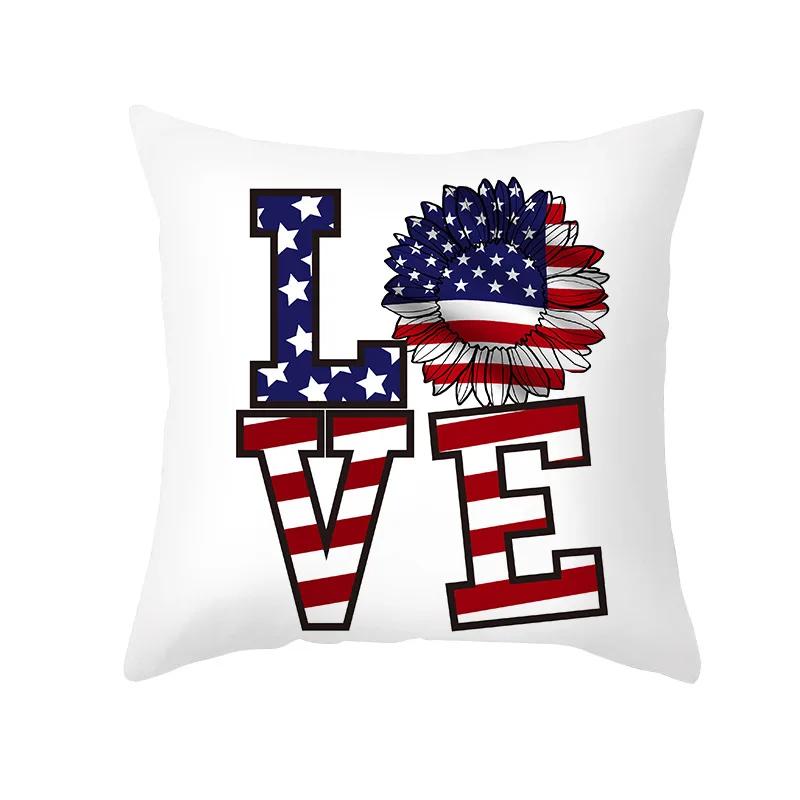 USA July 4th Independence Day Gifts Sofa Decor Throw Pillow Case Home Decorative Cushion Cover Fireworks Printed Pillows Cover