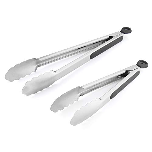 9/12 Inch Stainless Steel BBQ Grilling Tongs Salad Food Clip Non-Slip Handle Bread Serving Tong Cooking Barbecue Clip Clamp
