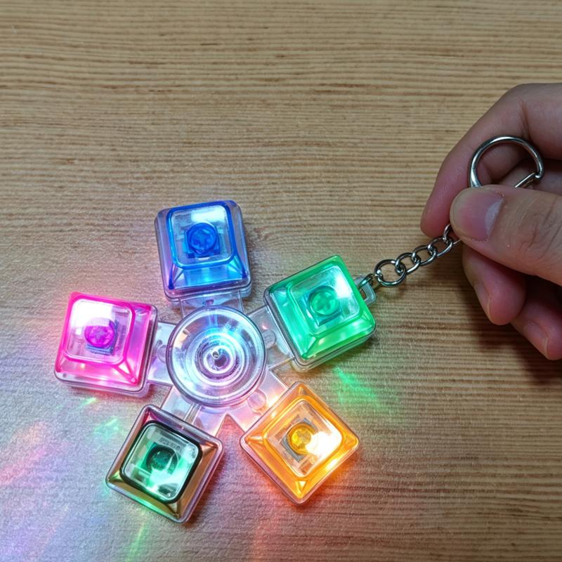 235 Keys LED Light Up Fidget Spinner Keychain Mechanical Button Clicker Stress Relief Sensory Fidget Toy for ADHD Autism Adult