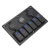 12V‑24V 6 Gang Rocker Switch Panel with Cigarette Lighter Socket 2 USB Voltmeter Display for Car Boat Truck RV