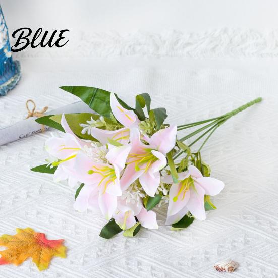 Simulation Flower 1Pc Artificial Lilies Realistic No Withering Non-fading Single Branch Multi-fork Artistic