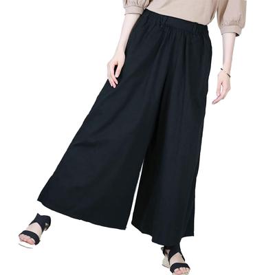 Twill Gaucho Size Winter WC-0171 Women's Wide-leg Pants, Flared, Cotton, 3L, Black, Spring, Summer, Autumn,