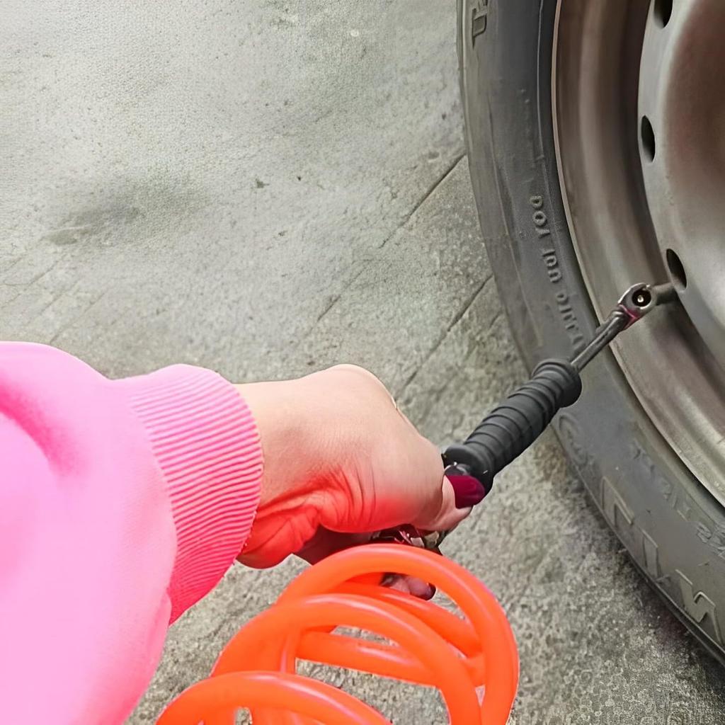 Unifizz 1/4 FNPT Dual Head Air Chuck for Tires 2-Way Connection 9.4'' Extended Air Chuck with Rubber Handle Tire Chuck for Cars Motorcycles