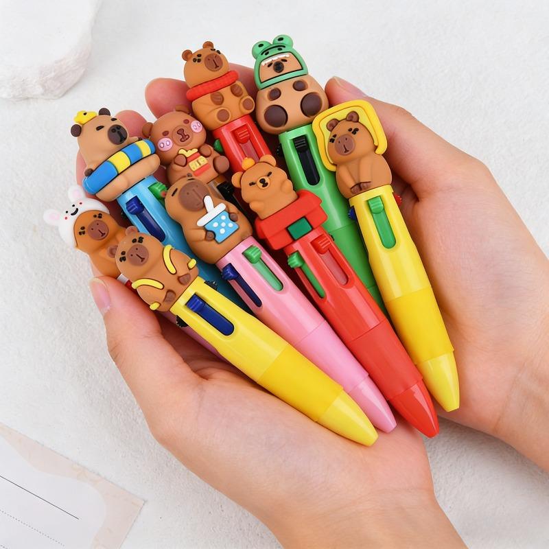 1Pc Cartoon Cute Capybara Four-Color Mini Ballpoint Pen Multicolor Press Writing Pens School Supplies Gifts