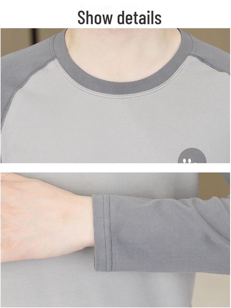 Men's Cotton Antibacterial Thermal Underwear Set for Youth - Autumn/Winter