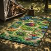 Dinosaur Park Volcano Rug – Non-Slip, Absorbent & Machine-Washable Dino Print Mat for Bathroom, Living Room or Outdoor Use