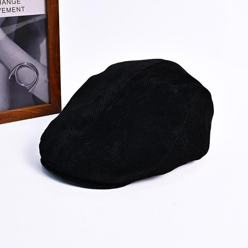 Hat Female Corduroy Forward Hat Autumn and Winter Warm Versatile Beret Big Head Circumference Show Face Small Newsboy Hat