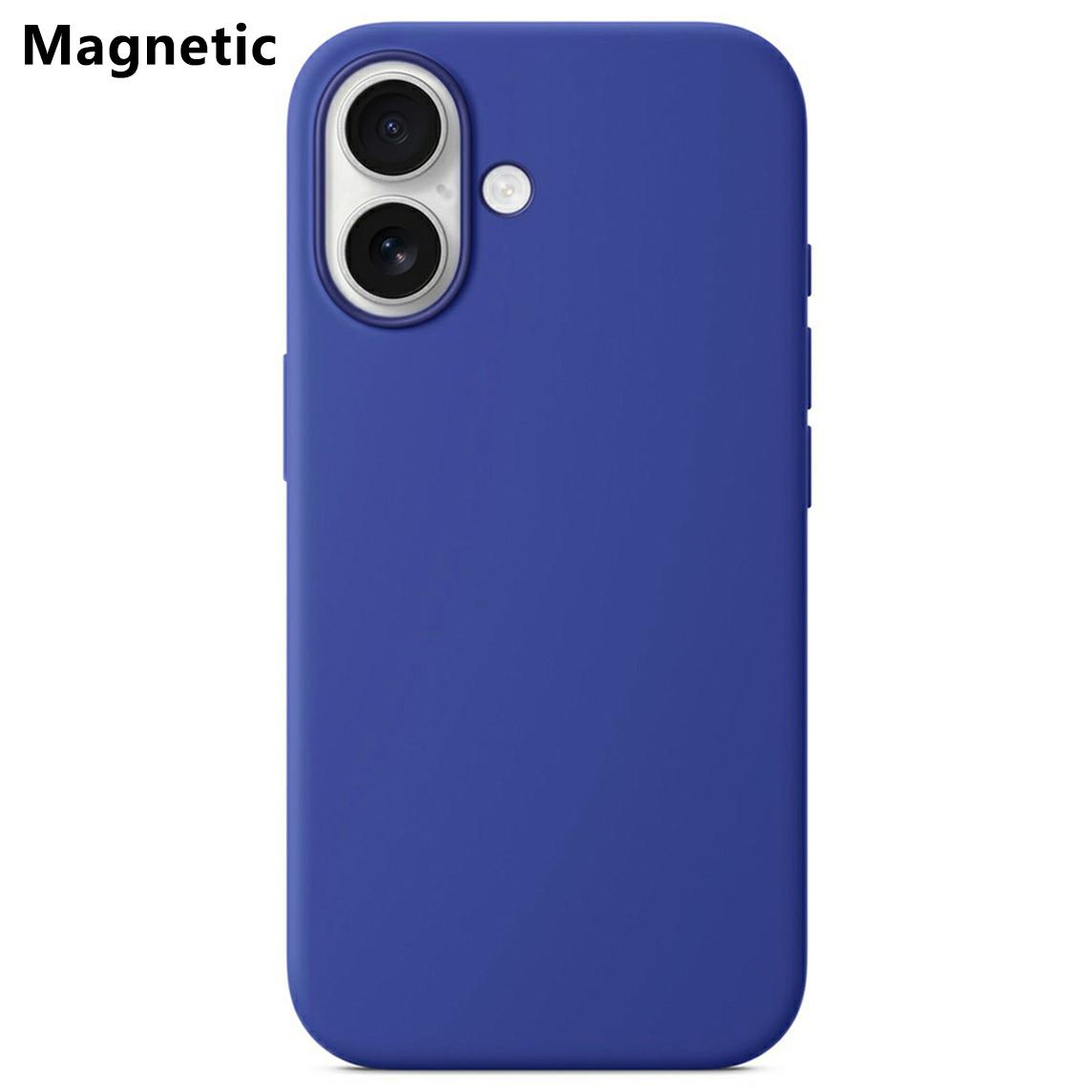 

Для iPhone 16 Совместимый с MagSafe Жидкий силиконовый чехол на заднюю панель телефона (Нет логотипа) Brilliant Blue