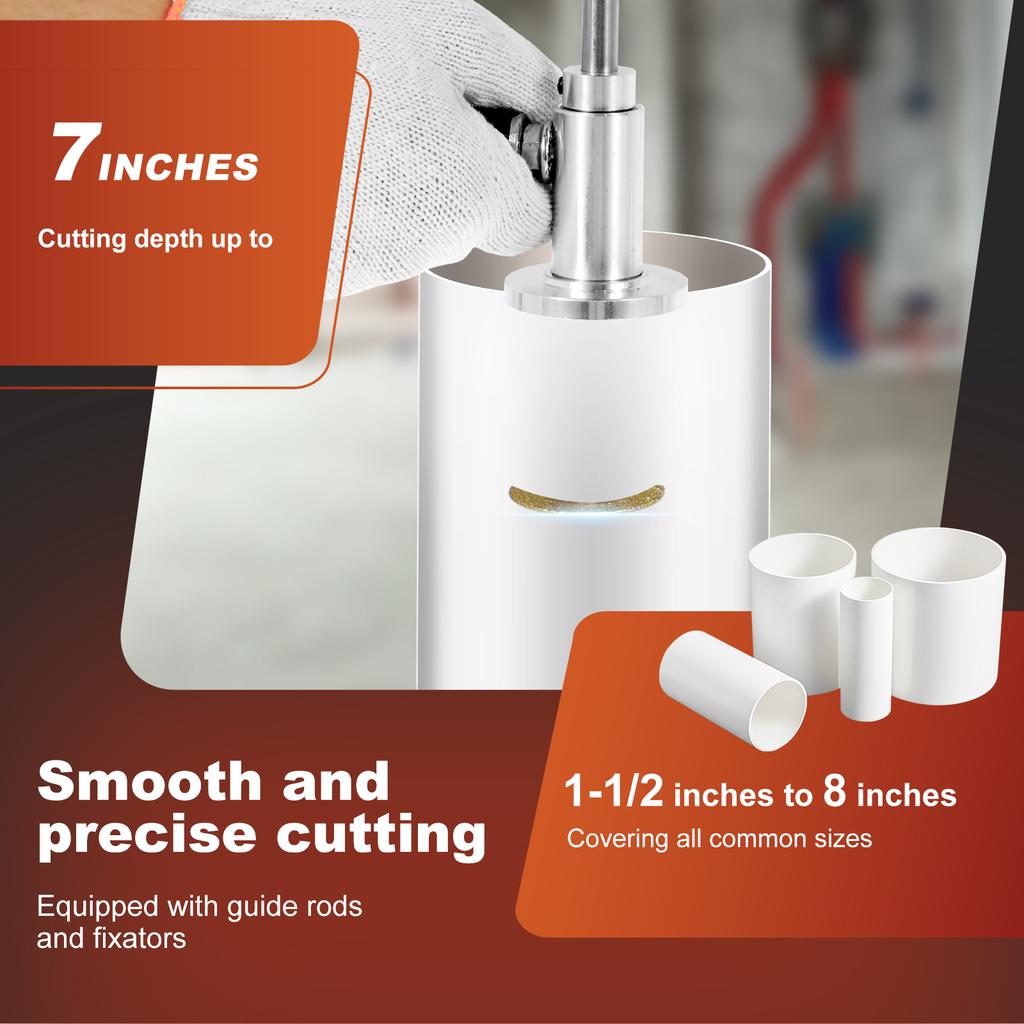 Inside PVC Pipe Cutter Plumbing Internal Cutter Adjustable Pipe Cutting Tool with 1/4in Hex Shank for Impact Drivers and Drills