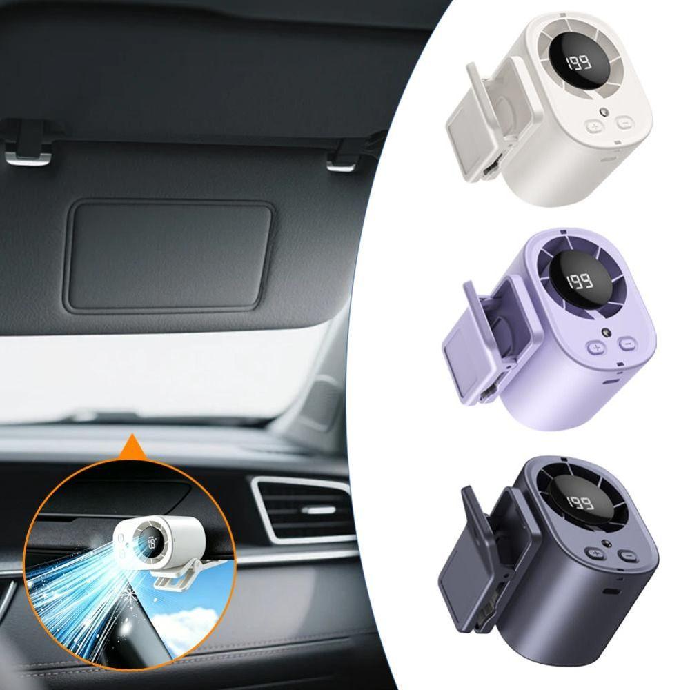 LED Display Mini Silent Fan High-Speed Waist Clip Fan Neck-mounted Handheld Mini Fan Car Use