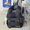 Sac à dos à carreaux rétro pour femme Sac d'école pour étudiant