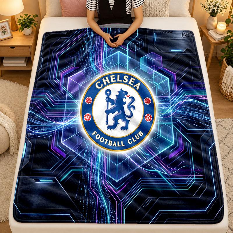Flannel BlanketChelsea FC Warm Soft Throw Blanket for Indoor Sofa Bed Living Room Use