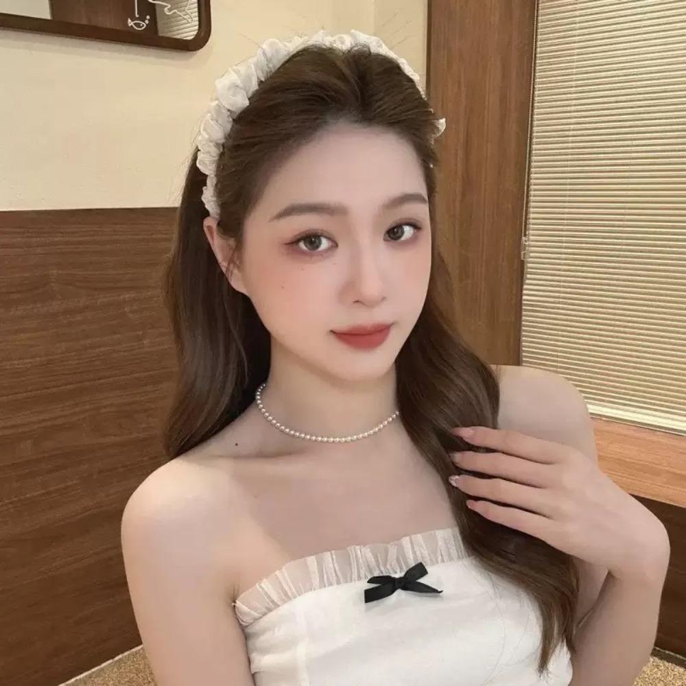 Lace Mesh Hair Hoop Solid Color Headwear Fashion Headband  Women