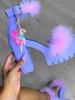 Fashion Woman Furry Sandals High Heels with Fur Female Platform Pumps Women Ankle Strap Women's Wedge Shoes 2025 Summer
