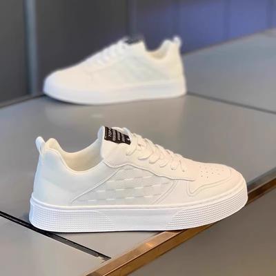 Men's Shoes Spring and Autumn Tide Brand Versatile Casual Board Shoes Men's Leather Shoes Waterproof Sports Teenagers Height-increasing White Tide Sho
