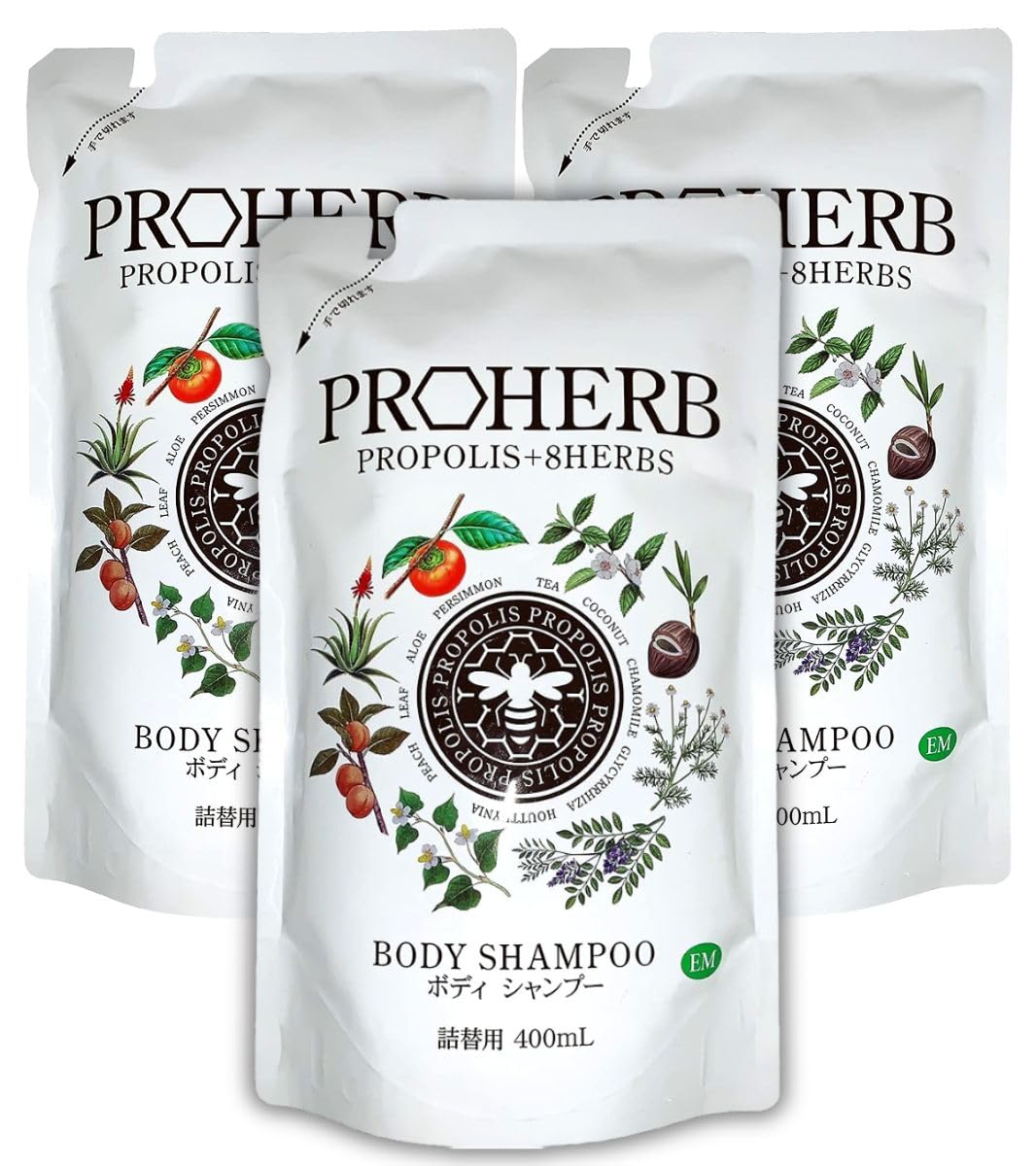 

Proherb EM Body Shampoo, Body Soap, Body Wash (Refill: 3 pouches)