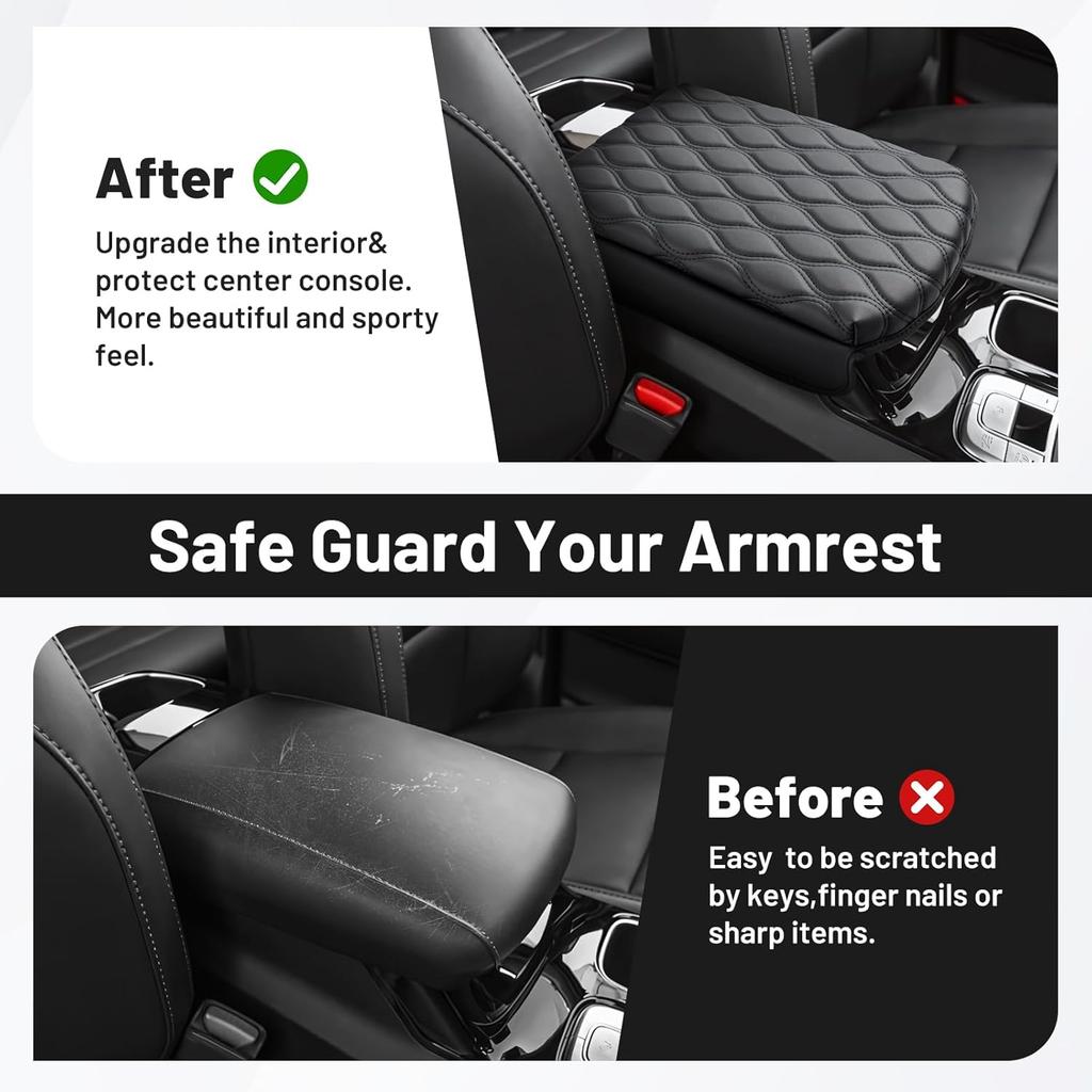 Autorder Center Console Cover For -2024 2025 2026 Kia Telluride Accessories Armrest Cushion Cover Nappa Leather Middle Console Covers Telluride