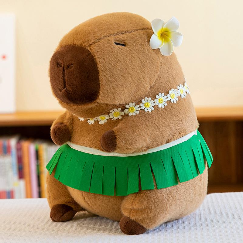 

New Hawaiian hula kapibara capybara doll plush toy children sleeping pillow doll machine exchange 30 cm 0.4kg