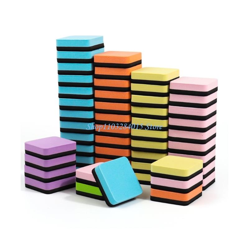 R6FF 24/48 Pcs Colorful Chalkboard Cleaner Dry Erases Board Eraser Whiteboard Eraser School Supplies For Teachers Students