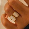 1pc Elegant Lady Style Square Drip Oil Stainless Steel Open Ring, Suitable For Women's Daily Wear