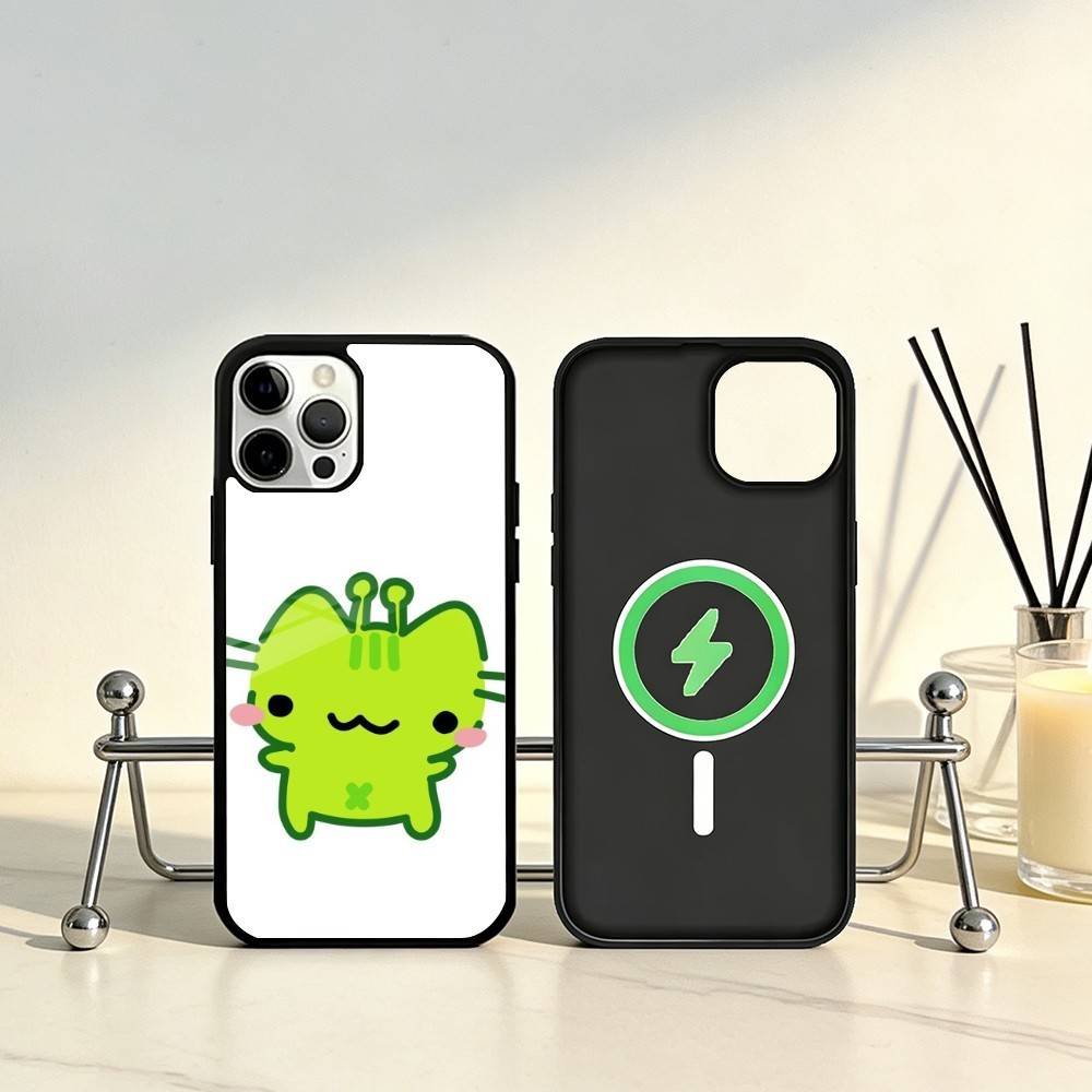 Green alien cat cute Phone Case For iPhone17,16,15,14,13,12,11 Plus,Pro Max Magnetic For Magsafe Wireless Charging