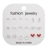 Versatile geometric love stud earrings set, women's high sense 9-piece set, European and American new ins exquisite fashion earrings