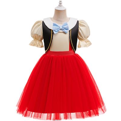 Kids Girls Anime Cartoon Print Bow Short Mesh Dress Halloween Cosplay Costumes