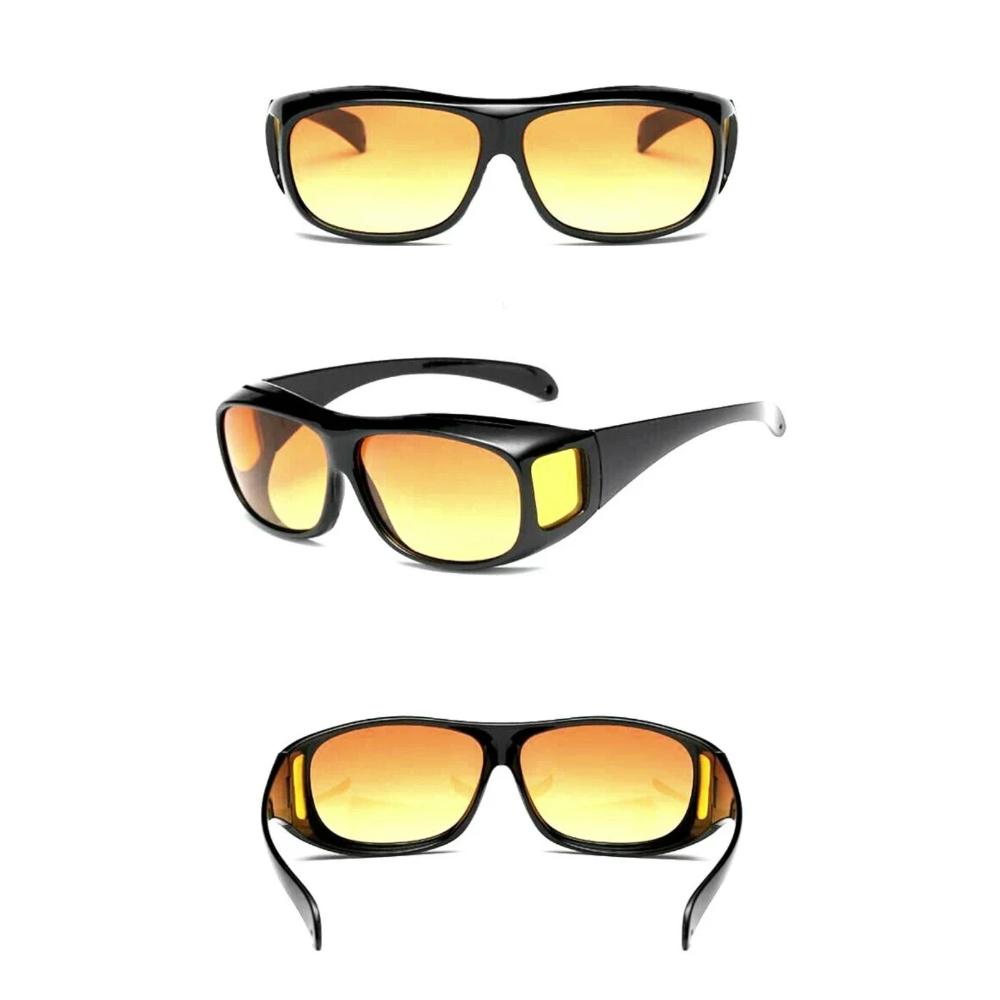 Fashion night driving goggles with amber tint lens for reduced light reflection and casual street wear
