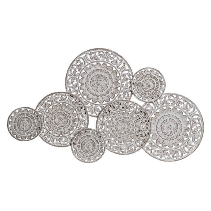 Décoration murale bois de manguier tropical cercles (108 x 3,5 x 64 cm)