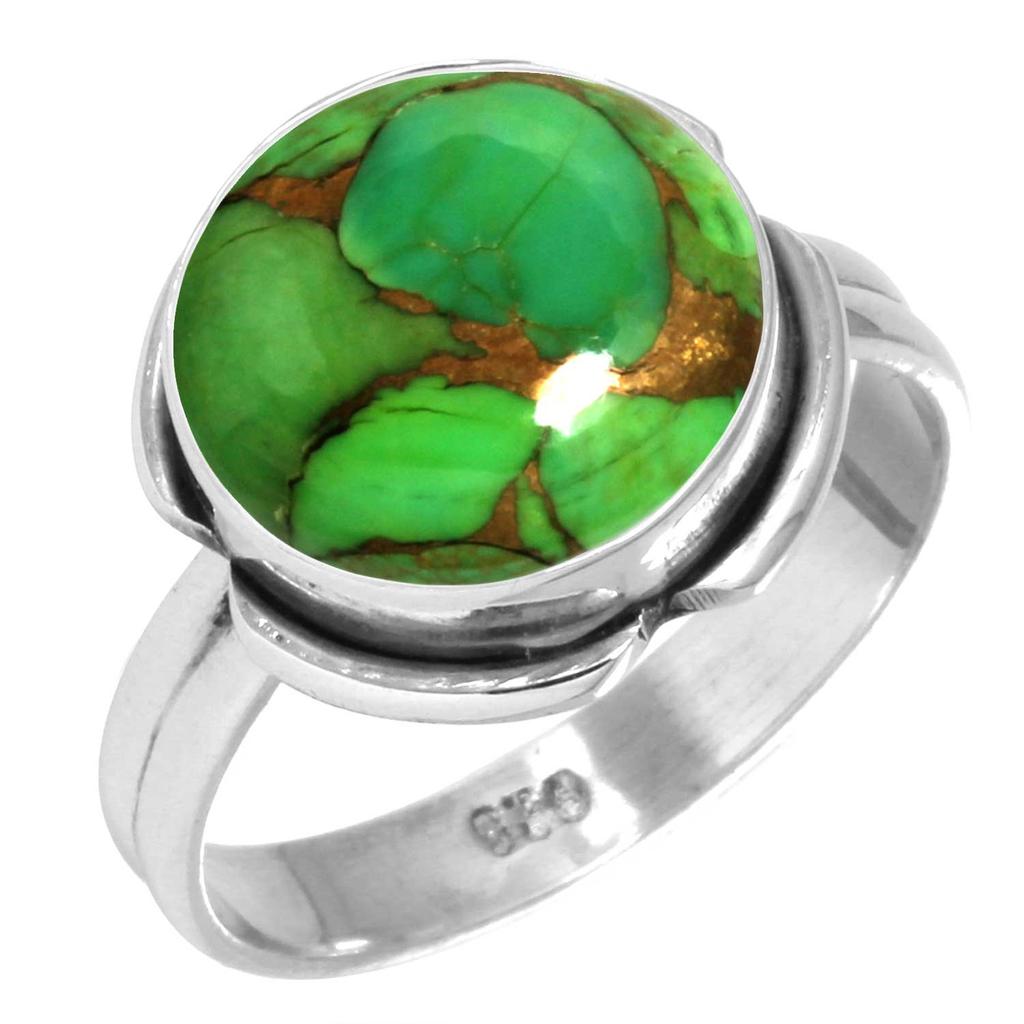 925 Sterling Silver Ring Women Gemstone Handmade Jewelry Mothers' Day Gift Blue Green Purple Copper Turquoise Freshwater Pearl Lapis MOP Fashion