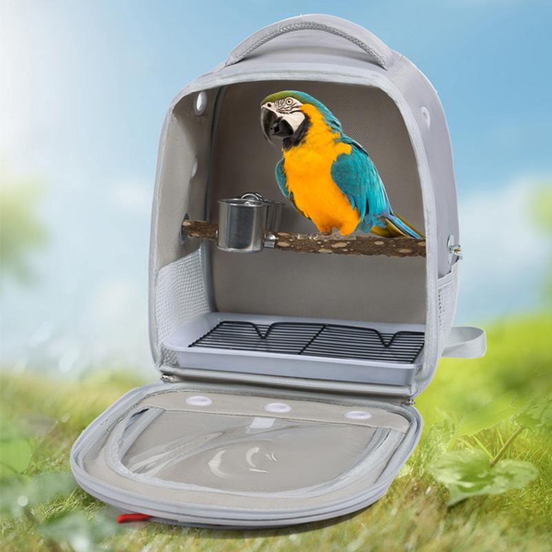 Portable Bird Carrier Bag Birdcage Parrot Pigeon Large Opening Backpack with Feeding Cups for Parakeet Cockatiel Lovebirds