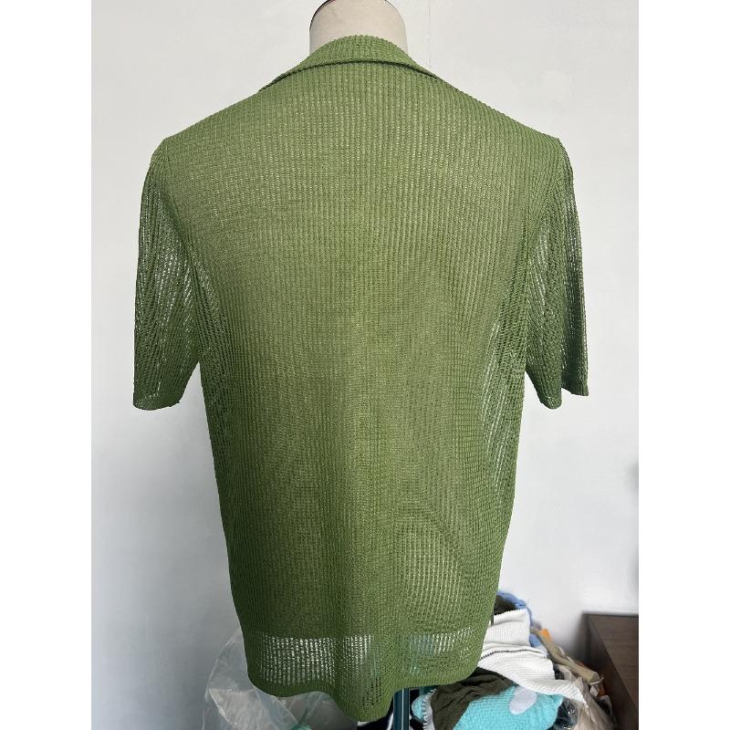 Herren Casual Kurzarm Strickjacke Hemd Sommer Einfarbig Atmungsaktiv Oberteil
