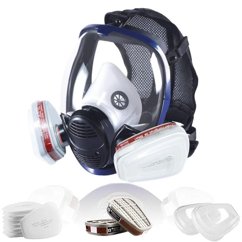 Helmaske med 2 filtre + 8 bomullspads, Anti-dugg for maling, sveising, støvbeskyttelse