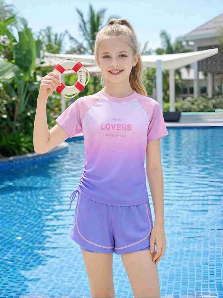 New Women's Sporty Gradient Slimming Beach & Resort Swimsuit - Breathable, Conservative, with Belly Coverage