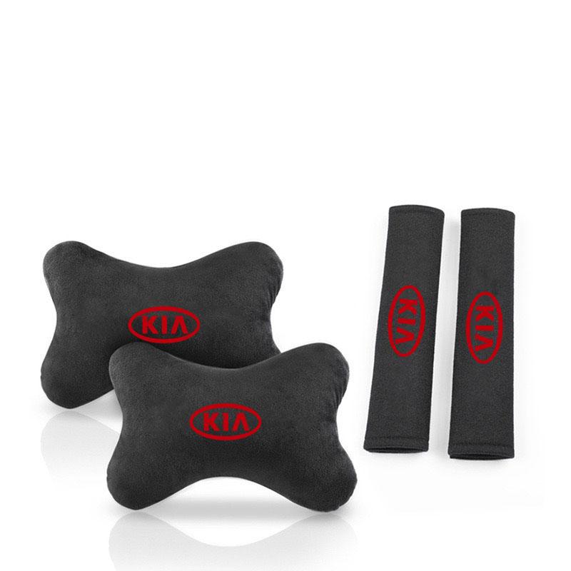 Ensemble Oreillers de Nuque pour Siège Auto avec Housse de Ceinture de Sécurité Coussin de Repos Confortable pour Voyage pour KIA Rio ceed sportage cerato soul sorento K3 K5