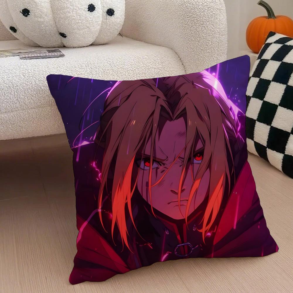 FFullmetal Alchemist Brotherhoo Cushion Cover Linen Pillow Case Soft Breathable Protective Couch Room Decoration