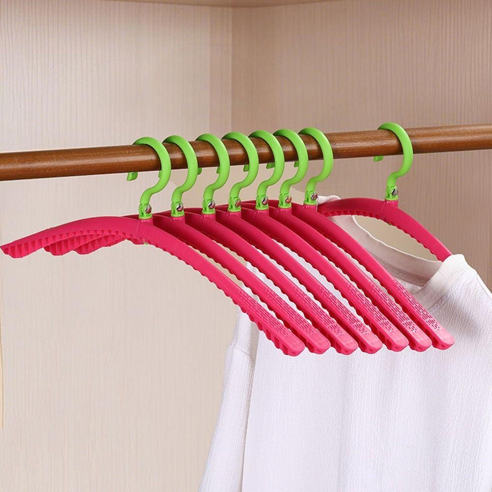 

10Pcs Rotatable Clothes Drying Rack Anti-Slip Clothes Holders Folding Clothes Hangers For Home рожевий червоний колір