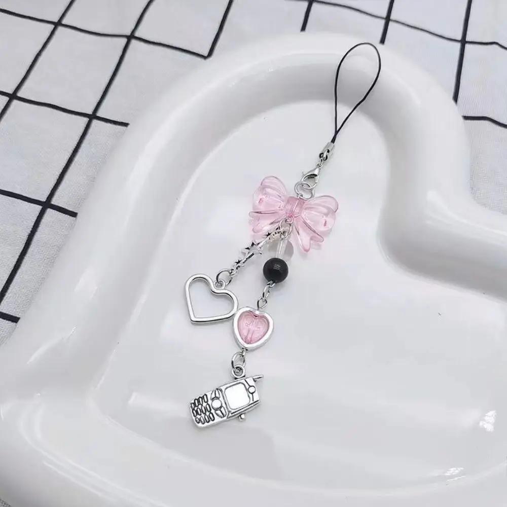 Cat Cell Phone Rope Chain Anime Pendant Y2K Beaded Beads Chain Handmade Beads Strand Choker DIY Key Chain Phone Charm Key Chain