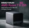 MINISFORUM N5 Mini PC - AMD Ryzen AI 9 HX PRO 370, NAS ECC DDR5 de 144TB, MinisCloud OS, Server pentru Acasă/Birou cu Putere AI