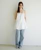 LETTER FROM MOON Strap Shirred Dress (White)
