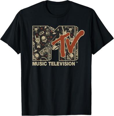 MTV Rock n Roll Μουσική Σκληρή Βαριά Μεταλλική Νεκροκεφαλή Κιθάρα Vintage Μπλουζάκι