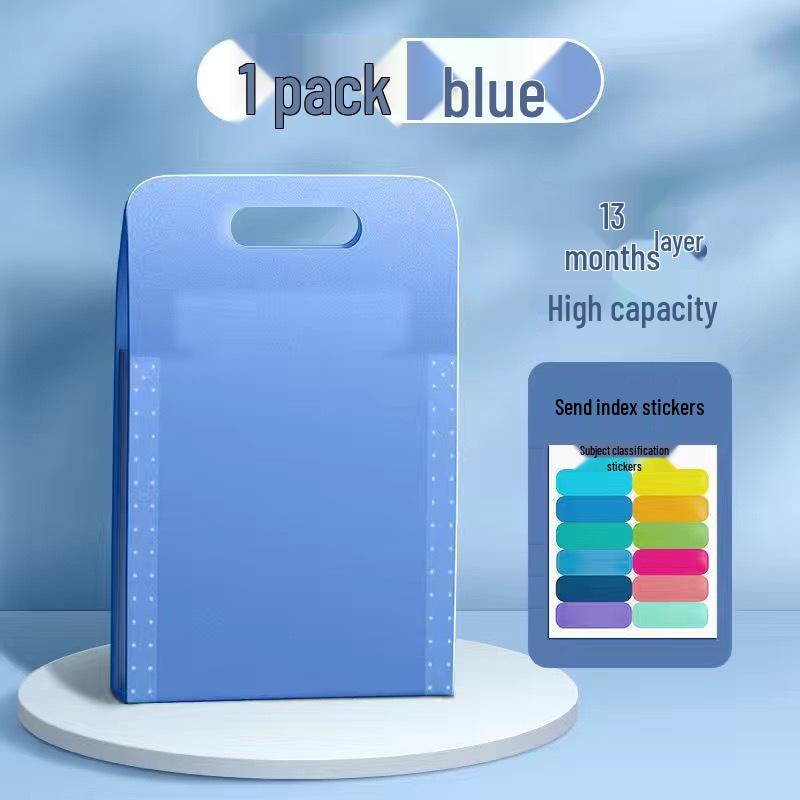 Accordion A4 Multi-Layer Storage Folder with Handles - Large Capacity for Students and Document Organization.