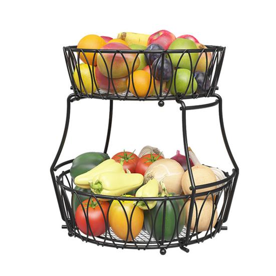 Košík na ovoce Kuchyňský úložný regál Dvouvrstvý design Vysoká nosnost Odolný proti korozi
