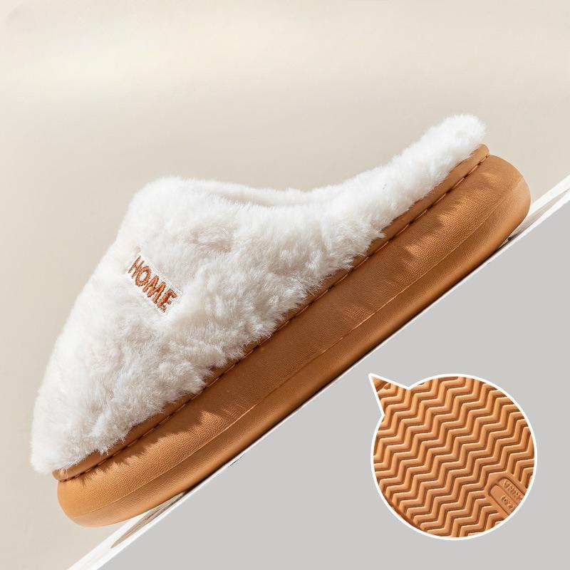 New Plush Cotton Shoes for Women's Home Use, Anti-slip Outerwear Slippers