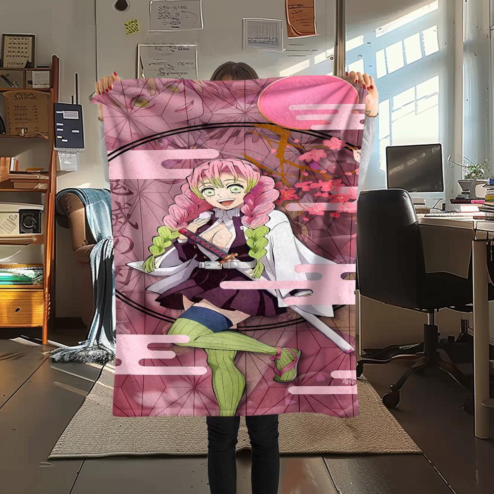 1PC Demon Slayer Print Flannel Blanket, High Quality All Seasons, Home Decor, Warmth and Comfort, Perfect for Christmas Gifts