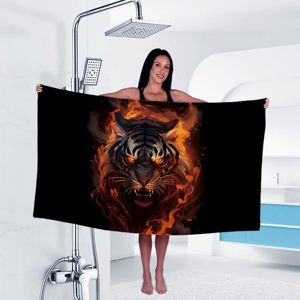 1pc tiger Print towel Sports Quick-Drying Super Absorbent Camping Towel Super Soft Lightweight Gym Swimming Yoga Beach Towel
