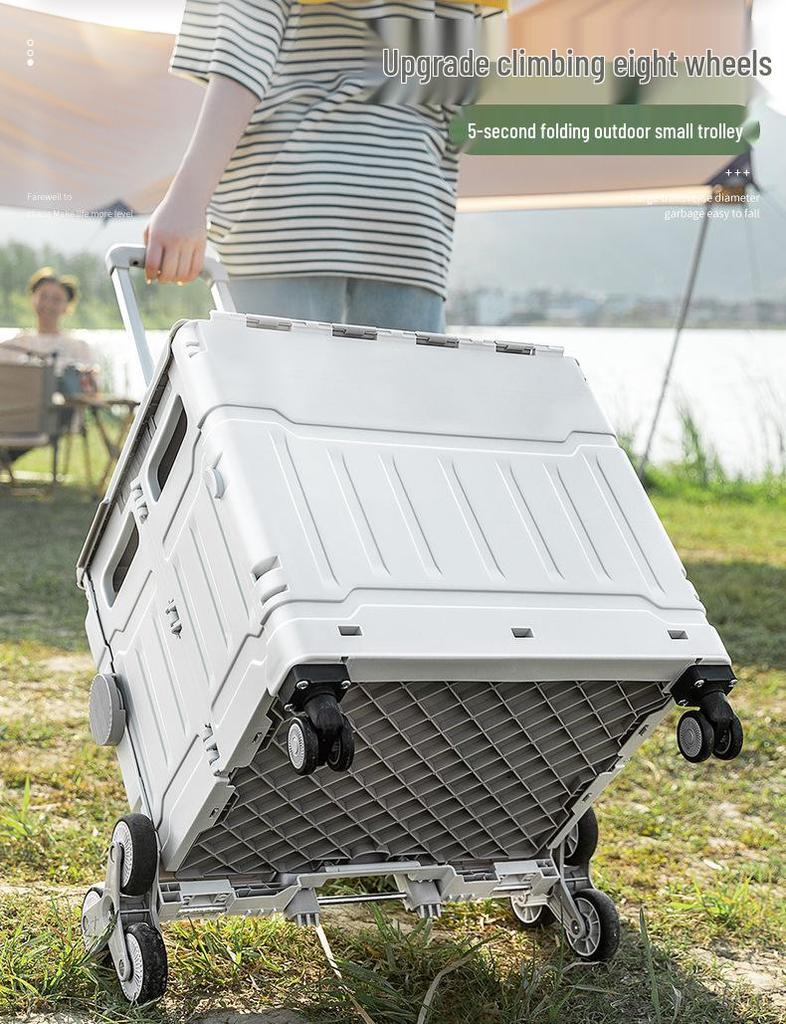 Portable Stair-Climbing Trolley: Folding Cart for Groceries, Camping, and Outdoor Use