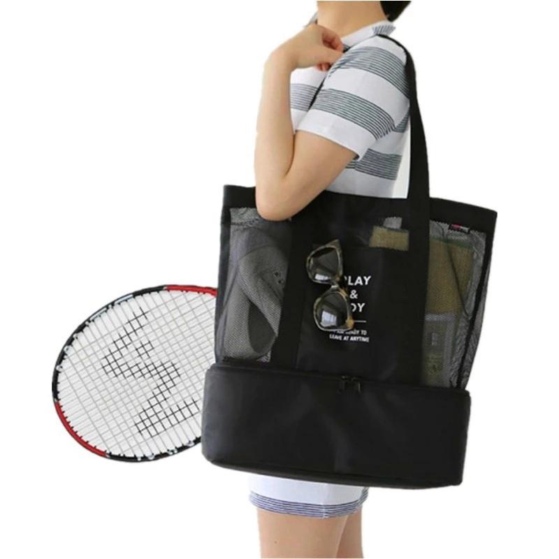 Picnic Bag Mesh Refrigerator Compartment With Zipper Closed Oversize Outdoor Shoulder Beach Tote Bags Travel Shoulder Tote Bag
