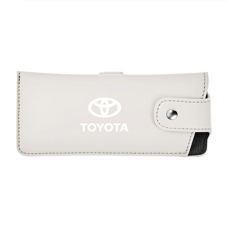 Car Sunglasses Case Sun Visor Glasses Storage Bag Clip Keyring For Toyota 86 Corolla Yaris Aygo CHR Camry Prius RAV4 Prado Hilux