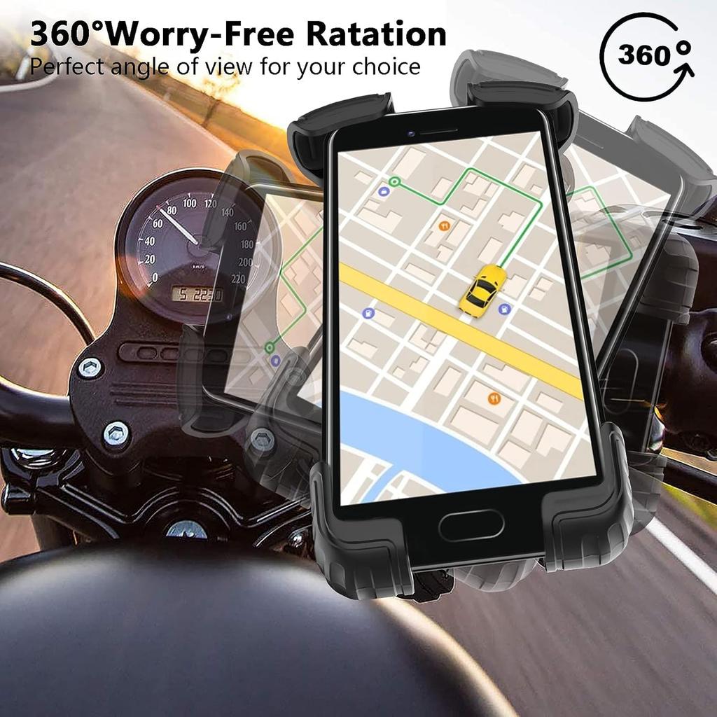 Bike Motorcycle Phone Mount,[Super Stable Metal] Bike Motorcycle Phone Holder With Security Lock, Bicycle Phone Mount With Soft Cushion & Adjustable